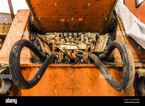 Hydraulic Pressure Pipes System Of Old Abandoned Construction Machinery