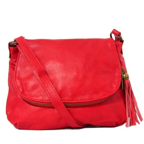 Sac Bandouli Re En Cuir De Vachette Femme Rouge Rouge Achat Vente