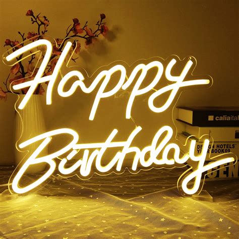 Ajoyferris Happy Birthday Neon Sign Dimmable Light Neon Happy Birthday Sign Happy Birthday Led