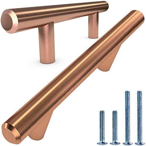 Satin Copper Rose Gold Cabinet Hardware Euro Style Bar Handle Pull