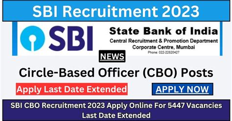 SBI CBO Recruitment 2023 Apply Online For 5400 Vacancies