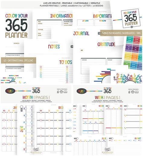 Bright Printable Planners Set Free Download