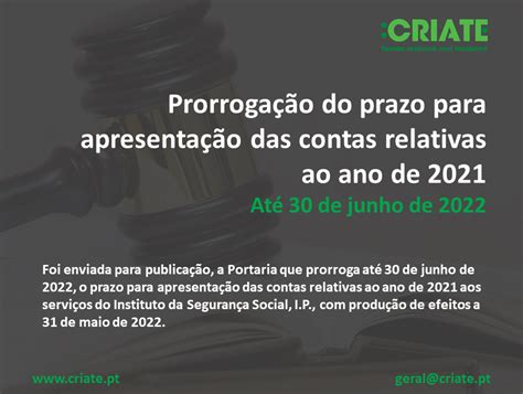 Prorrogação do prazo para apresentação das contas relativas a 2021 CRIATE