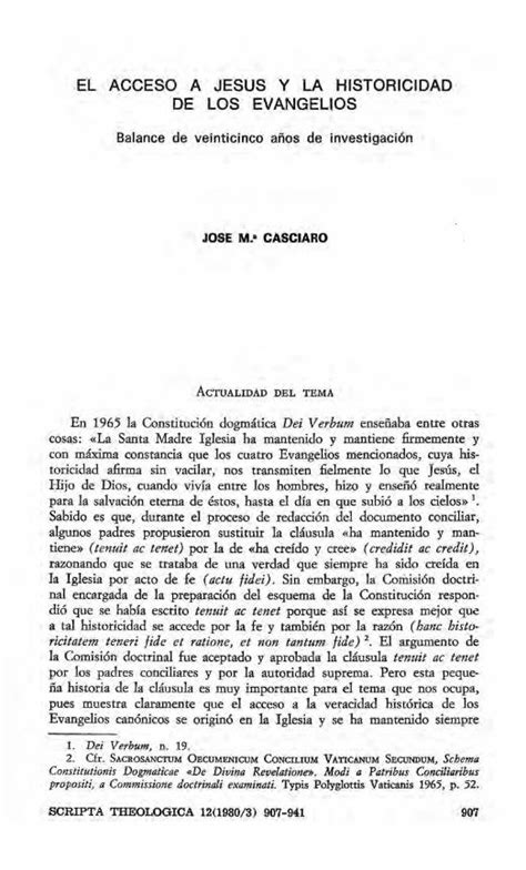 Pdf El Acceso A Jesus Y La Historicidad De Los Evangeliosdadun Unav