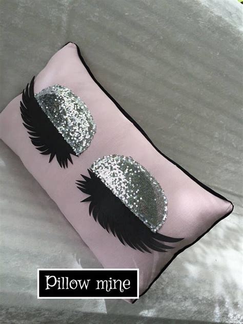 Pink Eyelash Pillow With Silver Eyelids Vanity Decor Eyelashes Diy