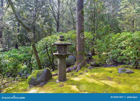 Stone Pagoda Lantern At Japanese Garden Stock Image Image Of Light