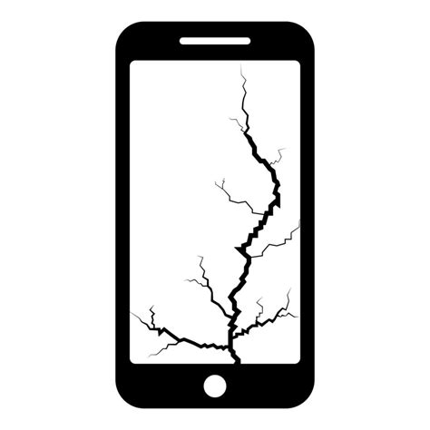 Smartphone with crack on display Broken modern mobile phone Shattered smartphone screen Phone ...