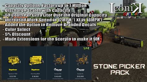 ICONIK STONE PICKER PACK V1 0 FS22 Mod