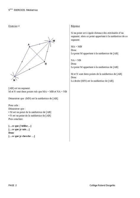 In Galit Triangulaire Et M Diatrice Ac Exercices Corrig S Dyrassa