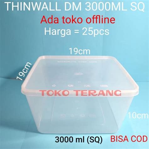 Jual Thinwall Food Container 3000ml Kotak Makan Bening Mangkok