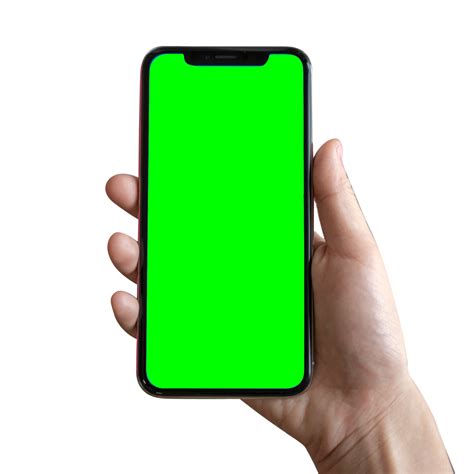 hand holding black smartphone green screen 23234822 PNG