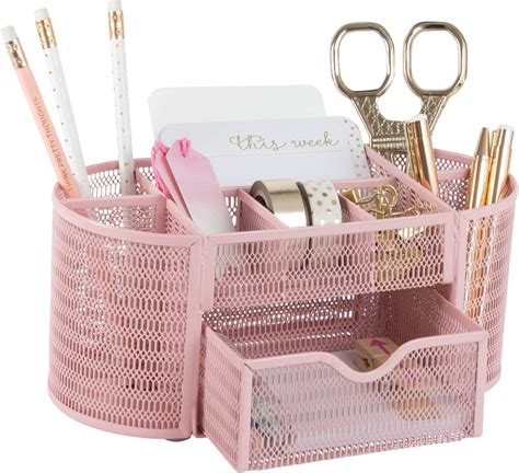 Blu Monaco Pink Desk Organizer Girlie Desk Accessories Strong Metal