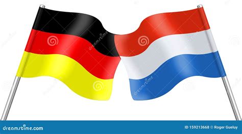 3D Flags Of Germany And Luxembourg Isolated On White Background Stock