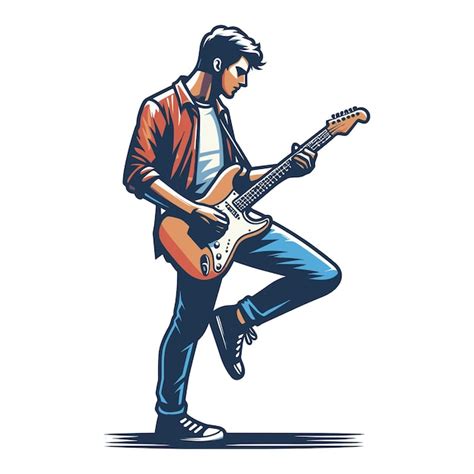 Premium Vector Musician Playing Electric Guitar Rockstar Guitarist