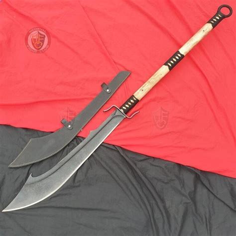 Ancient Traditional Chinese Two Handed Polearm Podao Steel Blade Wooden