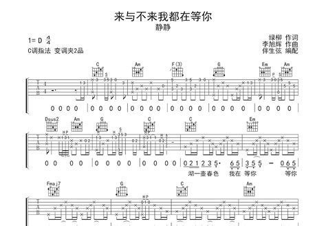 来与不来我都在等你吉他谱 静静 C调弹唱74 单曲版 吉他世界