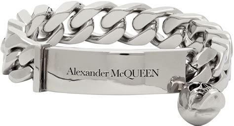 Alexander Mcqueen Silver Identity Chain Bracelet Ssense Uk