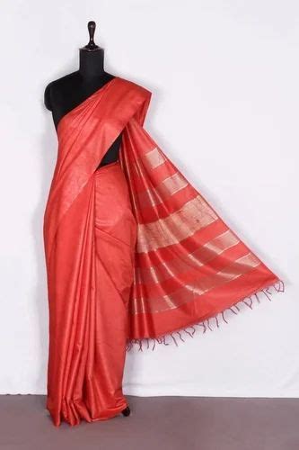 Party Wear Plain Pure Hand Loom Katan Silk Sarees M With Blouse