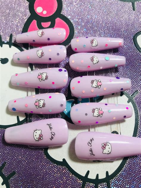 Hello Kitty Lavender Press On Nails Etsy