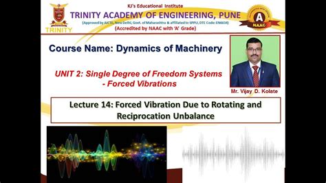 Lecture 14 Forced Vibration Due To Rotating And Reciprocation Unbalance And Numericals Youtube