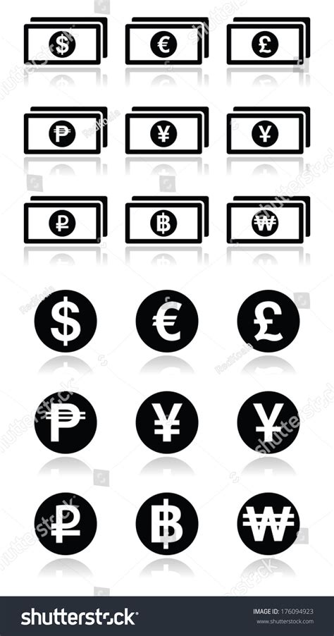 currency exchange symbols bank notes coins stock vector royalty