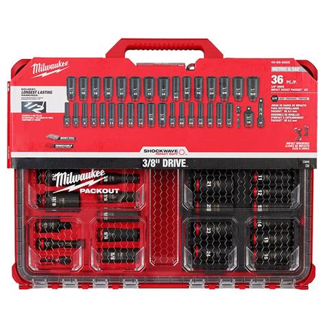 Milwaukee SAE/Metric SHOCKWAVE IMPACT DUTY Socket Drive 36 pcs PACKOUT Set