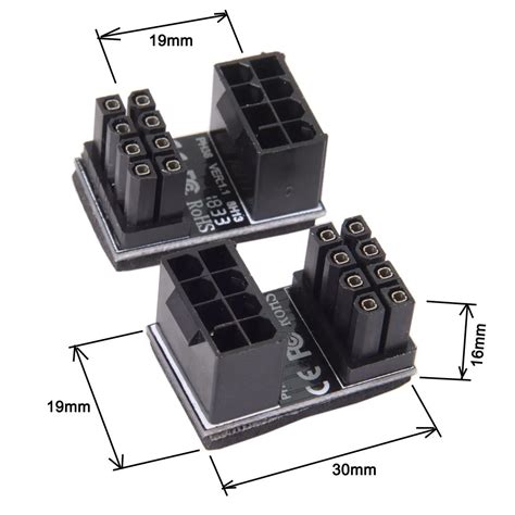 ATX 8pin Male 180 Degree Angled To 8 Pin Female Power Adapter For