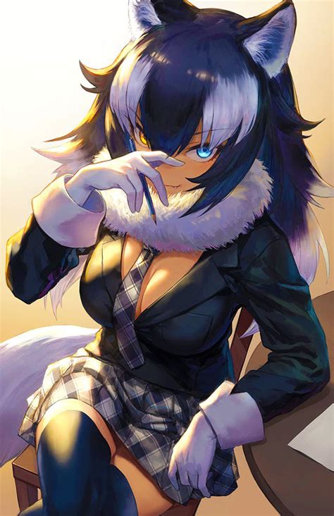 Grey Wolf Anime Art Girl Anime Wolf Girl Anime Neko