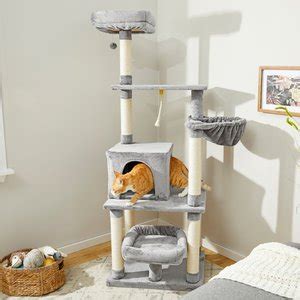 FRISCO 73-in Cat Tree with Hammock, Condo, Lounge Basket, Top Perch & Bed, Gray - Chewy.com