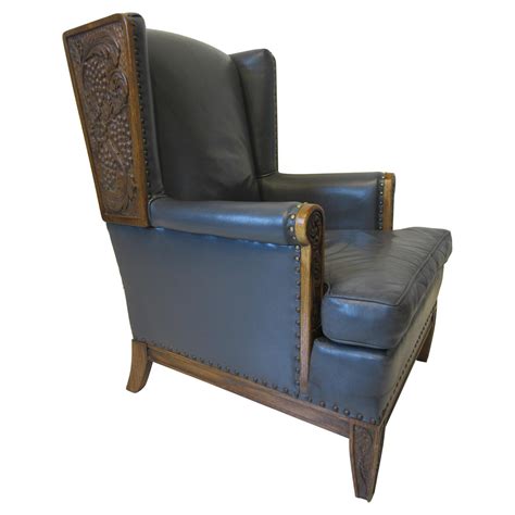 Blue Leather Wingback Chair Odditieszone