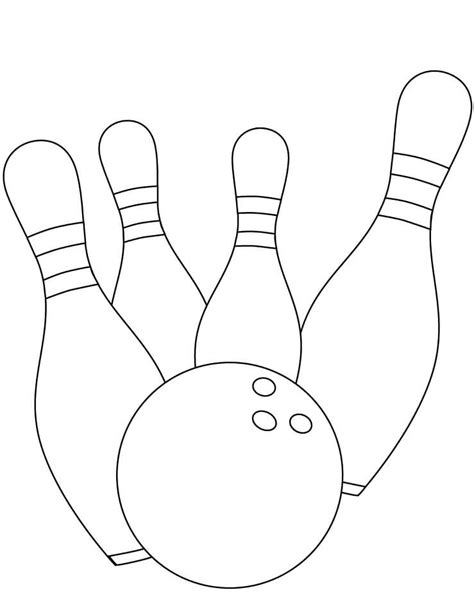 Coloriage Boule sur trois quilles de bowling 1 Dessin gratuit à imprimer