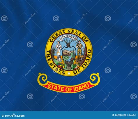 Illustration Waving State Flag Of Idaho Stock Illustration