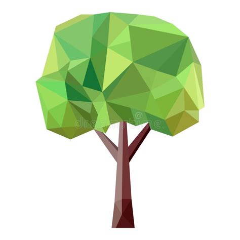 Abstract Low Poly Tree Icon Isolated Geometric Polygonal Style Stock