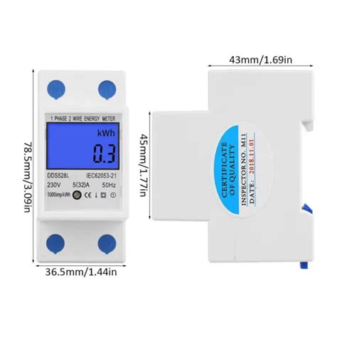 5 32A 230V 50HZ Electrique Compteur Monophasé Mètre kWh Montage sur