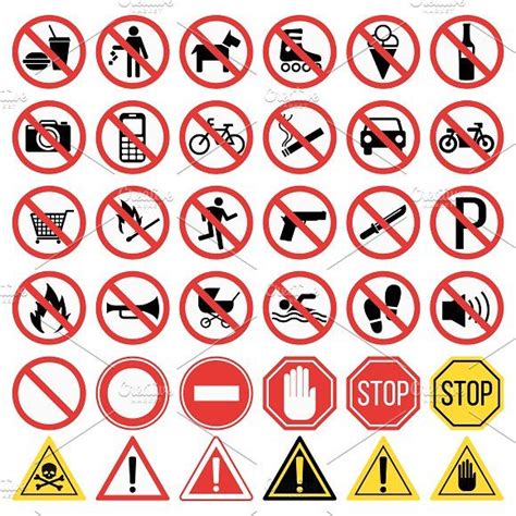 Prohibition Signs Set Vector