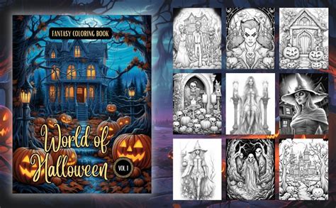 Fantasy Coloring Book World of Halloween Vol. 1: For Adults and Teens ...