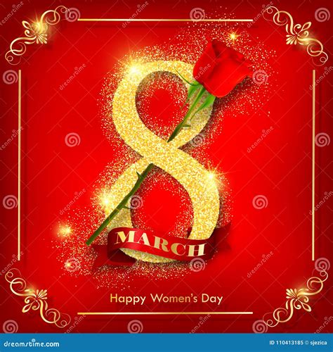 Happy Women`s Day Red Greeting Card Stock Vector - Illustration of ...