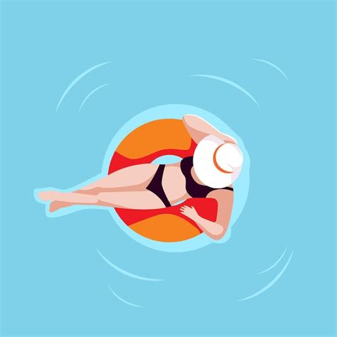 Premium Vector Vector Woman Relaxing On A Water Float