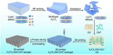 郑州大学Ye Wang课题组 3D打印V₂CTₓ rGO CNT MXene微网格气凝胶用于具有高容量的稳定钠金属负极