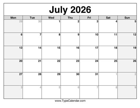 july  calendars  printable templates