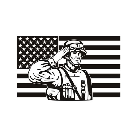 Soldier Saluting Flag Clipart