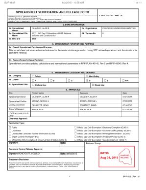 Fillable Online SPREADSHEET VERIFICATION AND RELEASE FORM Emcbc