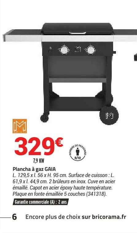 Promo Plancha à Gaz Gaia chez Bricorama iCatalogue fr