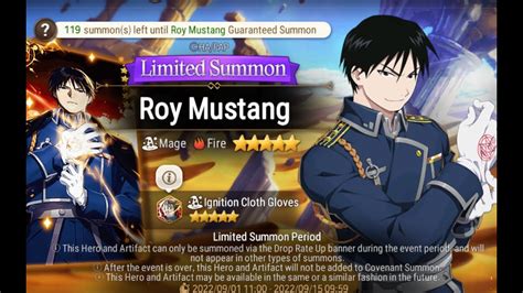 Roy Mustang His Artifact Summon Epic Seven Gatcha Time Youtube