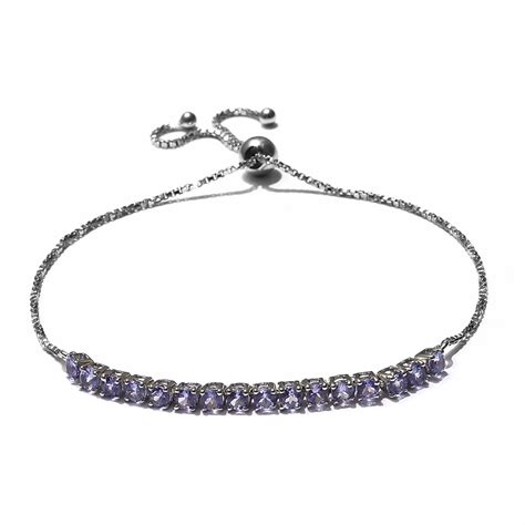 Shop LC 925 Sterling Silver Platinum Plated Round Blue Tanzanite Bolo