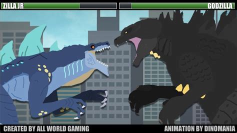 Godzilla Vs Zilla Jr With Healthbars Fight Animation YouTube