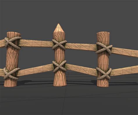 Artstation Stylized Modular Wooden Fences Pack Game Assets