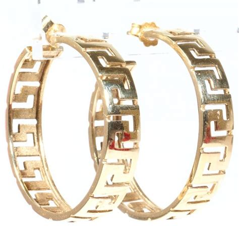 Buy Greek Key Hoop Earrings In 14K Yellow Gold Online Arnold Jewelers