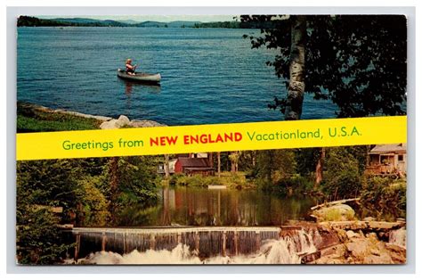 Postcard 1964 Greetings From New England Vacationland Usa Canoes