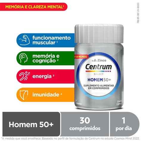Vitamina Para O Homem - Centrum Select Multivitaminico Homem 50 + Vitaminas de A a Z 30 ...